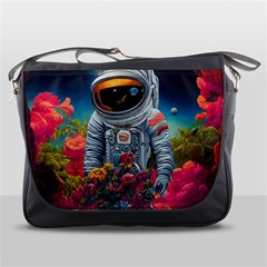 Astronaut Universe Planting Flowers Cosmos Galaxy Messenger Bag by Pakemis