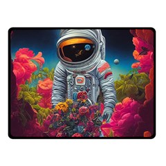 Astronaut Universe Planting Flowers Cosmos Galaxy Double Sided Fleece Blanket (small) by Pakemis