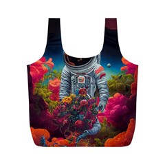 Astronaut Universe Planting Flowers Cosmos Galaxy Full Print Recycle Bag (m) by Pakemis