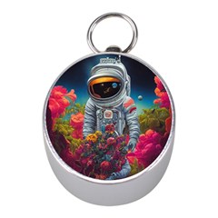 Astronaut Universe Planting Flowers Cosmos Galaxy Mini Silver Compasses by Pakemis