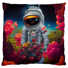 Astronaut Universe Planting Flowers Cosmos Galaxy Standard Flano Cushion Case (one Side) by Pakemis