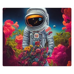 Astronaut Universe Planting Flowers Cosmos Galaxy Double Sided Flano Blanket (small) by Pakemis