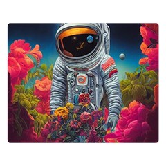 Astronaut Universe Planting Flowers Cosmos Galaxy Double Sided Flano Blanket (large) by Pakemis