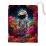 Astronaut Universe Planting Flowers Cosmos Galaxy Drawstring Pouch (4XL) Front