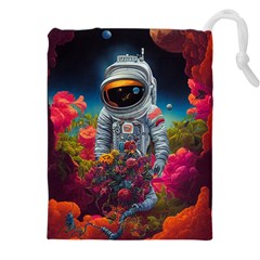 Astronaut Universe Planting Flowers Cosmos Galaxy Drawstring Pouch (5xl) by Pakemis