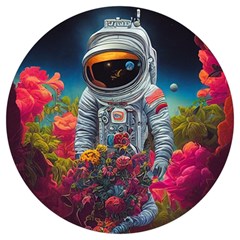 Astronaut Universe Planting Flowers Cosmos Galaxy Round Trivet by Pakemis