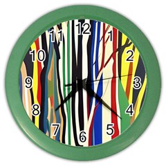 Abstract Trees Colorful Artwork Woods Color Wall Clock by Pakemis