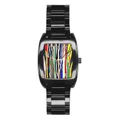 Abstract Trees Colorful Artwork Woods Stainless Steel Barrel Watch by Pakemis