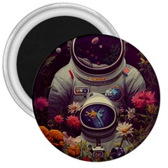 Astronaut Universe Planting Flowers Cosmos Art 3  Magnets by Pakemis