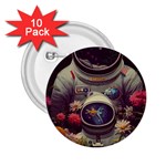 Astronaut Universe Planting Flowers Cosmos Art 2.25  Buttons (10 pack)  Front