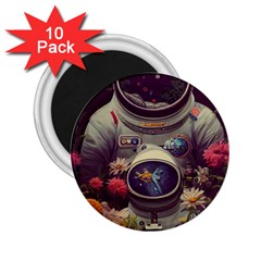 Astronaut Universe Planting Flowers Cosmos Art 2 25  Magnets (10 Pack)  by Pakemis