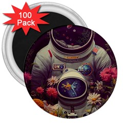 Astronaut Universe Planting Flowers Cosmos Art 3  Magnets (100 Pack) by Pakemis