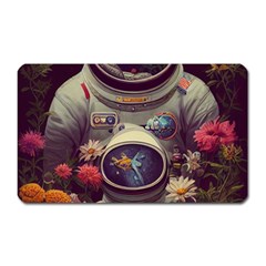 Astronaut Universe Planting Flowers Cosmos Art Magnet (rectangular) by Pakemis