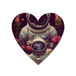 Astronaut Universe Planting Flowers Cosmos Art Heart Magnet Front