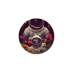 Astronaut Universe Planting Flowers Cosmos Art Golf Ball Marker by Pakemis