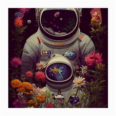 Astronaut Universe Planting Flowers Cosmos Art Medium Glasses Cloth (2 Sides) by Pakemis