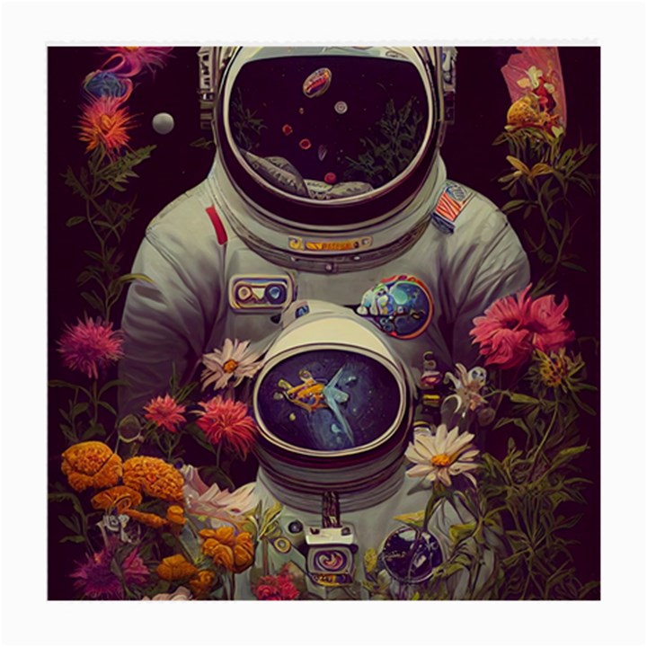 Astronaut Universe Planting Flowers Cosmos Art Medium Glasses Cloth (2 Sides)