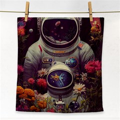 Astronaut Universe Planting Flowers Cosmos Art Face Towel by Pakemis