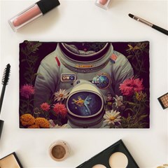 Astronaut Universe Planting Flowers Cosmos Art Cosmetic Bag (large) by Pakemis