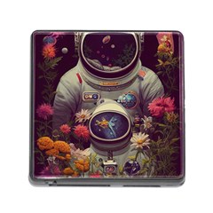 Astronaut Universe Planting Flowers Cosmos Art Memory Card Reader (square 5 Slot) by Pakemis