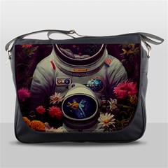 Astronaut Universe Planting Flowers Cosmos Art Messenger Bag by Pakemis