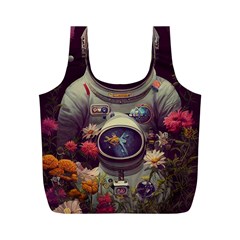 Astronaut Universe Planting Flowers Cosmos Art Full Print Recycle Bag (m) by Pakemis