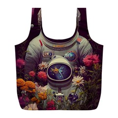 Astronaut Universe Planting Flowers Cosmos Art Full Print Recycle Bag (l) by Pakemis