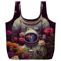 Astronaut Universe Planting Flowers Cosmos Art Full Print Recycle Bag (xl) by Pakemis