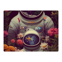 Astronaut Universe Planting Flowers Cosmos Art Double Sided Flano Blanket (mini) by Pakemis