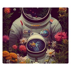 Astronaut Universe Planting Flowers Cosmos Art Double Sided Flano Blanket (small) by Pakemis