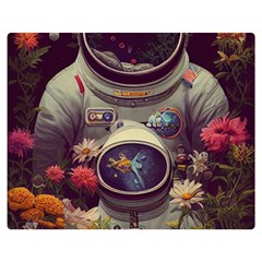 Astronaut Universe Planting Flowers Cosmos Art Double Sided Flano Blanket (medium) by Pakemis