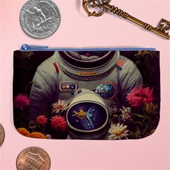 Astronaut Universe Planting Flowers Cosmos Art Large Coin Purse by Pakemis