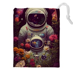 Astronaut Universe Planting Flowers Cosmos Art Drawstring Pouch (5xl) by Pakemis