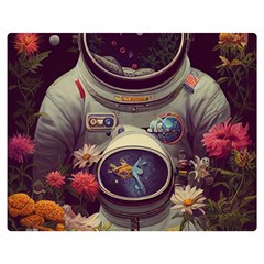 Astronaut Universe Planting Flowers Cosmos Art Flano Blanket (medium)