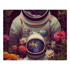 Astronaut Universe Planting Flowers Cosmos Art Flano Blanket (large) by Pakemis