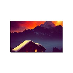 Cabin Mountains Snow Sun Winter Dusk Sticker Rectangular (100 Pack) by Pakemis