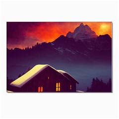 Cabin Mountains Snow Sun Winter Dusk Postcards 5  X 7  (pkg Of 10) by Pakemis