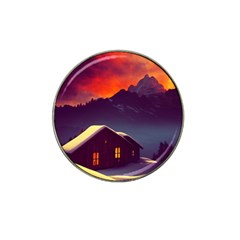 Cabin Mountains Snow Sun Winter Dusk Hat Clip Ball Marker (4 Pack) by Pakemis