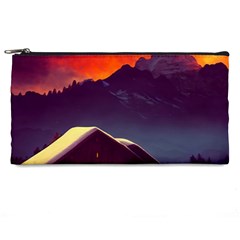 Cabin Mountains Snow Sun Winter Dusk Pencil Case by Pakemis