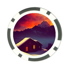 Cabin Mountains Snow Sun Winter Dusk Poker Chip Card Guard (10 Pack) by Pakemis