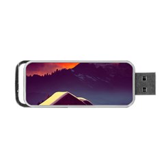 Cabin Mountains Snow Sun Winter Dusk Portable Usb Flash (one Side) by Pakemis