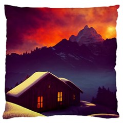 Cabin Mountains Snow Sun Winter Dusk Standard Flano Cushion Case (one Side) by Pakemis