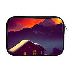 Cabin Mountains Snow Sun Winter Dusk Apple Macbook Pro 17  Zipper Case by Pakemis