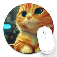 Cute Cat Cat Feline 3d Round Mousepad by Pakemis