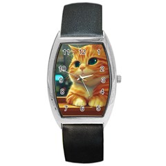 Cute Cat Cat Feline 3d Barrel Style Metal Watch by Pakemis