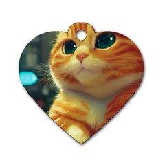 Cute Cat Cat Feline 3d Dog Tag Heart (one Side) by Pakemis