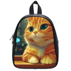 Cute Cat Cat Feline 3d School Bag (small) by Pakemis