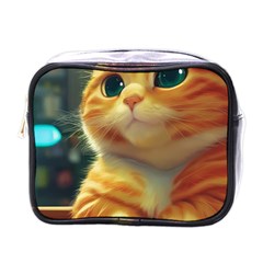 Cute Cat Cat Feline 3d Mini Toiletries Bag (one Side) by Pakemis