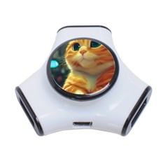 Cute Cat Cat Feline 3d 3-port Usb Hub by Pakemis