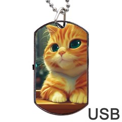 Cute Cat Cat Feline 3d Dog Tag Usb Flash (one Side) by Pakemis